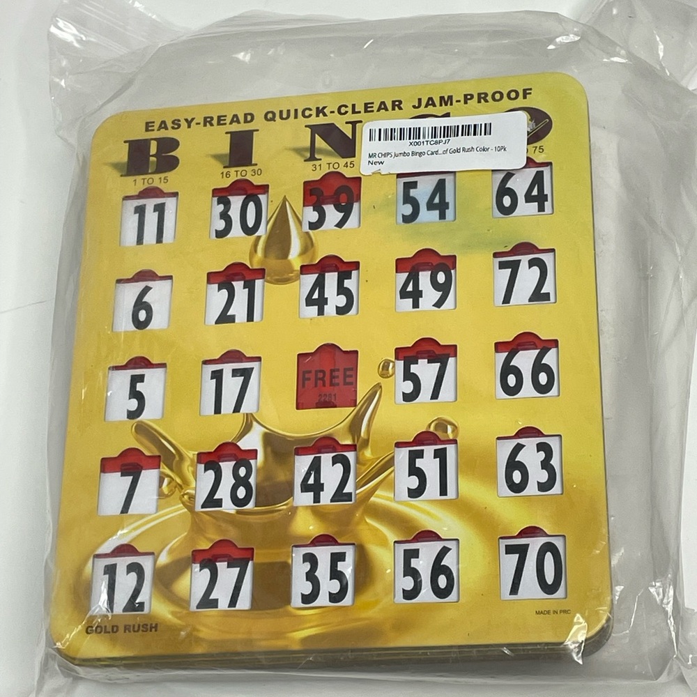 Gold Rush Bingo Cards Sliding Windows Reusable Large Print 10 Pack NWT Yellow
